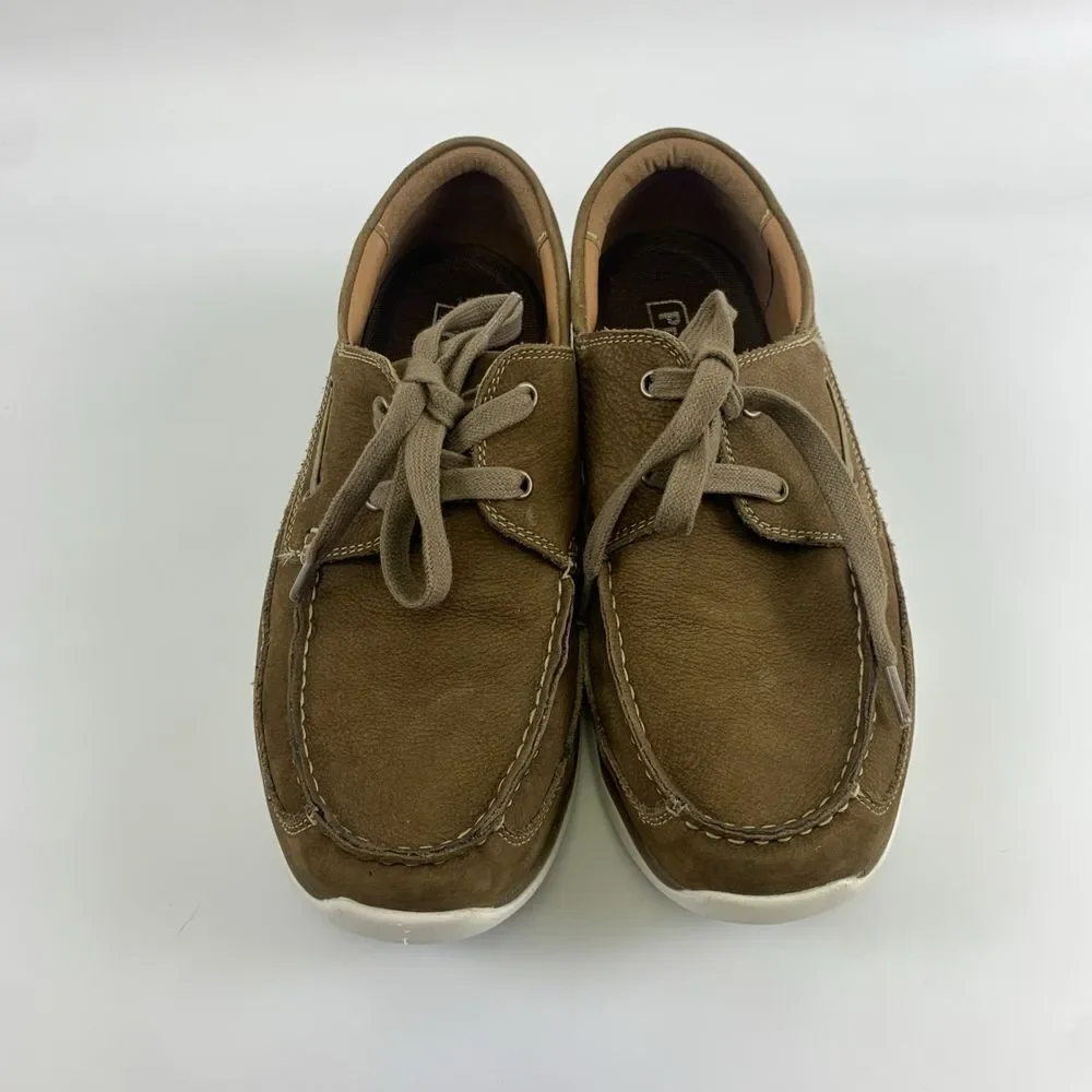Propet Pomeroy Boat Shoe Brown Timber Leather Lace Up Casual Mens 8.5 XX (5E)